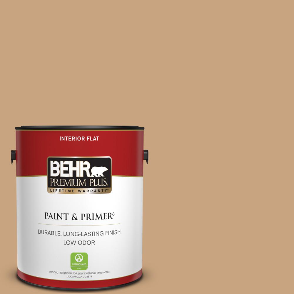 Behr Premium Plus 1 Gal. #s260-4 Pelican Tan Flat Low Odor Interior Paint & Primer