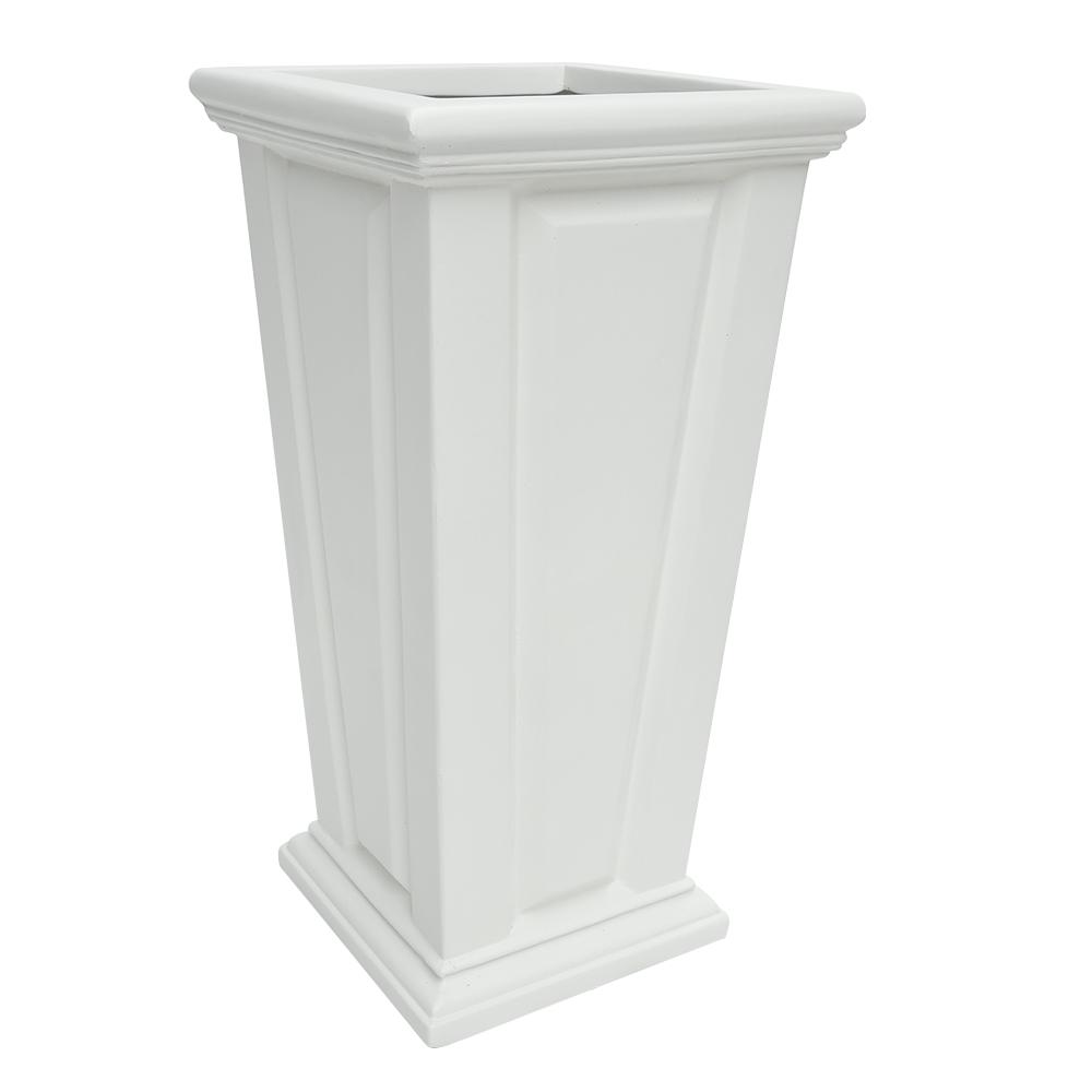 White Plant Pots Planters The Home Depot H White Composite Tall Tapered Raised Panel Planter