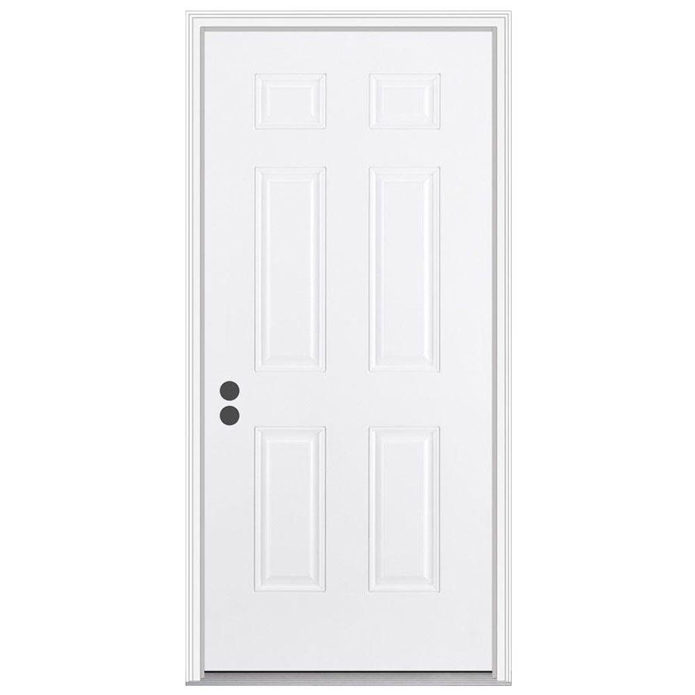 Jeld Wen 36 In X 80 In 6 Panel Primed Fiberglass Prehung Right Hand Inswing Front Door W