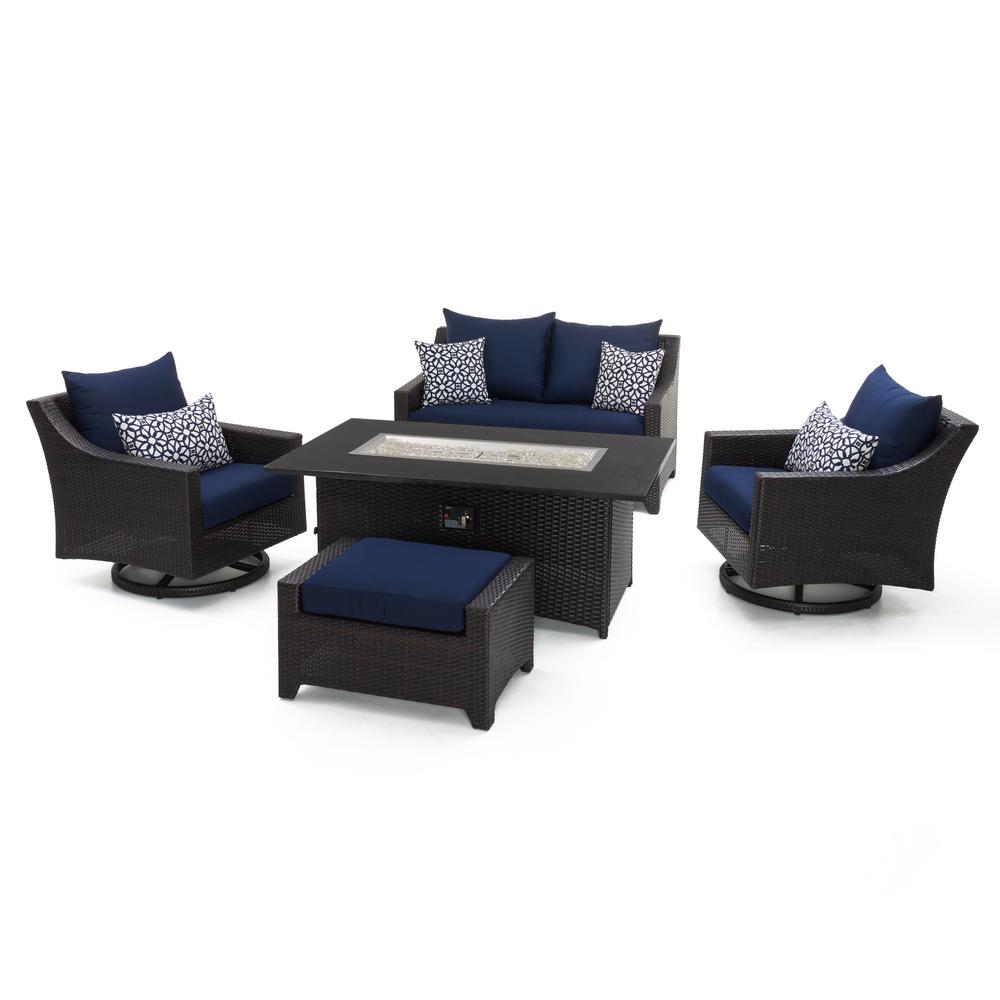 Fire Pit Sets Outdoor Lounge Furniture The Home Depot Deco Motion 5 Piece Wicker Patio Fire Pit Conversation Set With