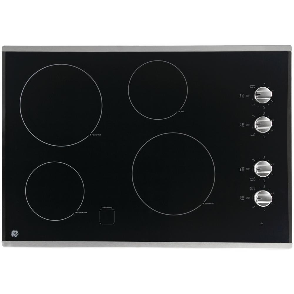 GE 30 in. Radiant Electric Cooktop in Stainless Steel with 4 Elements including 2 Power Boil Elements, Silver was $729.0 now $398.0 (45.0% off)