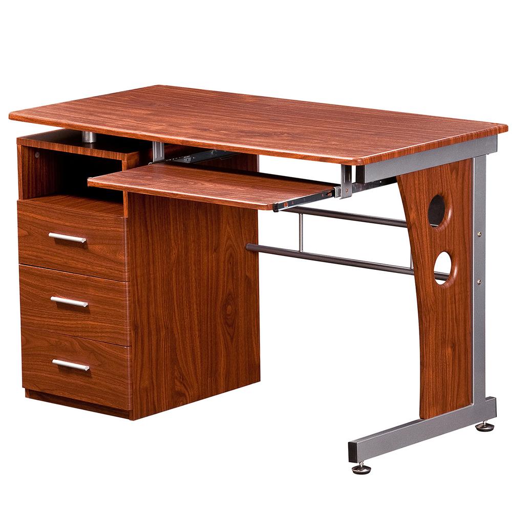 Techni Mobili Mahogany Computer Desk With Ample Storage RTA3520M615