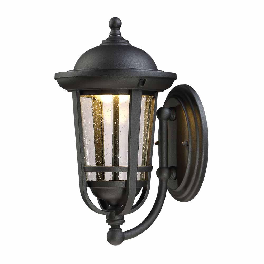 EnviroLite 17 in. LED Solid Black Outdoor Wall Lantern with Clear ...