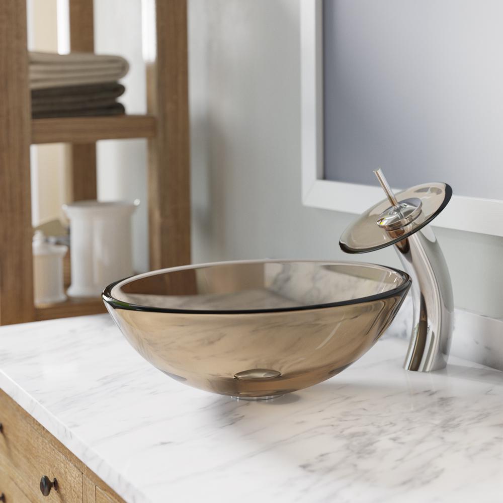 Mr Direct Glass Vessel Sink In Taupe