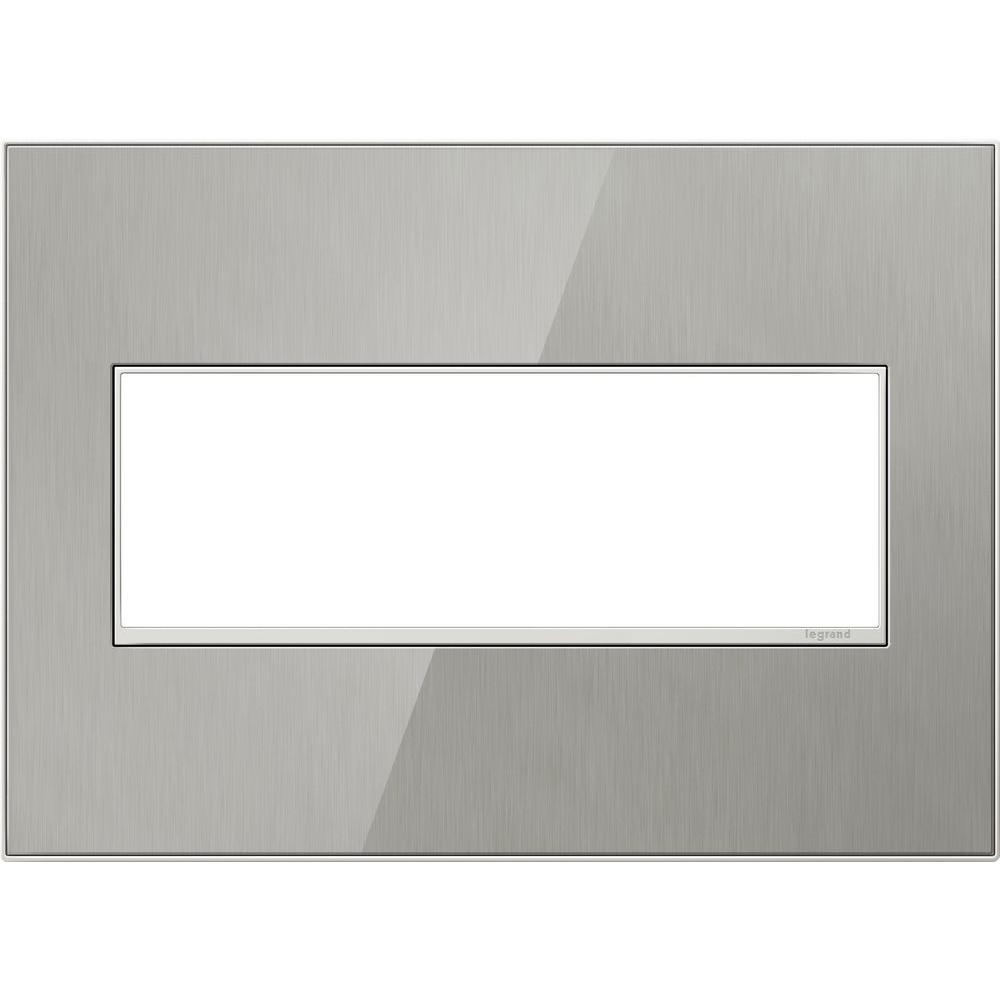 Legrand adorne 3 Gang 3 Module Wall Plate, Brushed StainlessAWM3GMS4