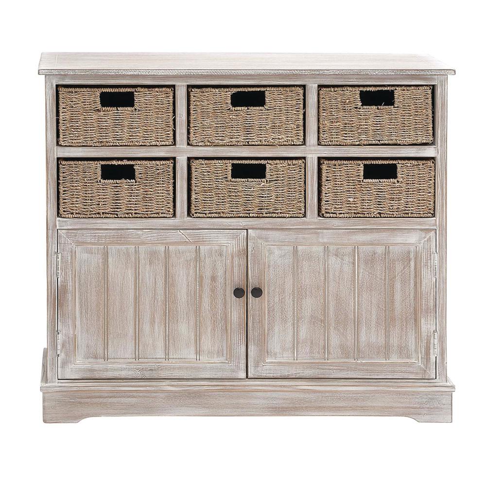 Clic 12 In White Office Storage Cabinets Home Clic Pine Wood And Mdf Basket Cabinet In Distressed