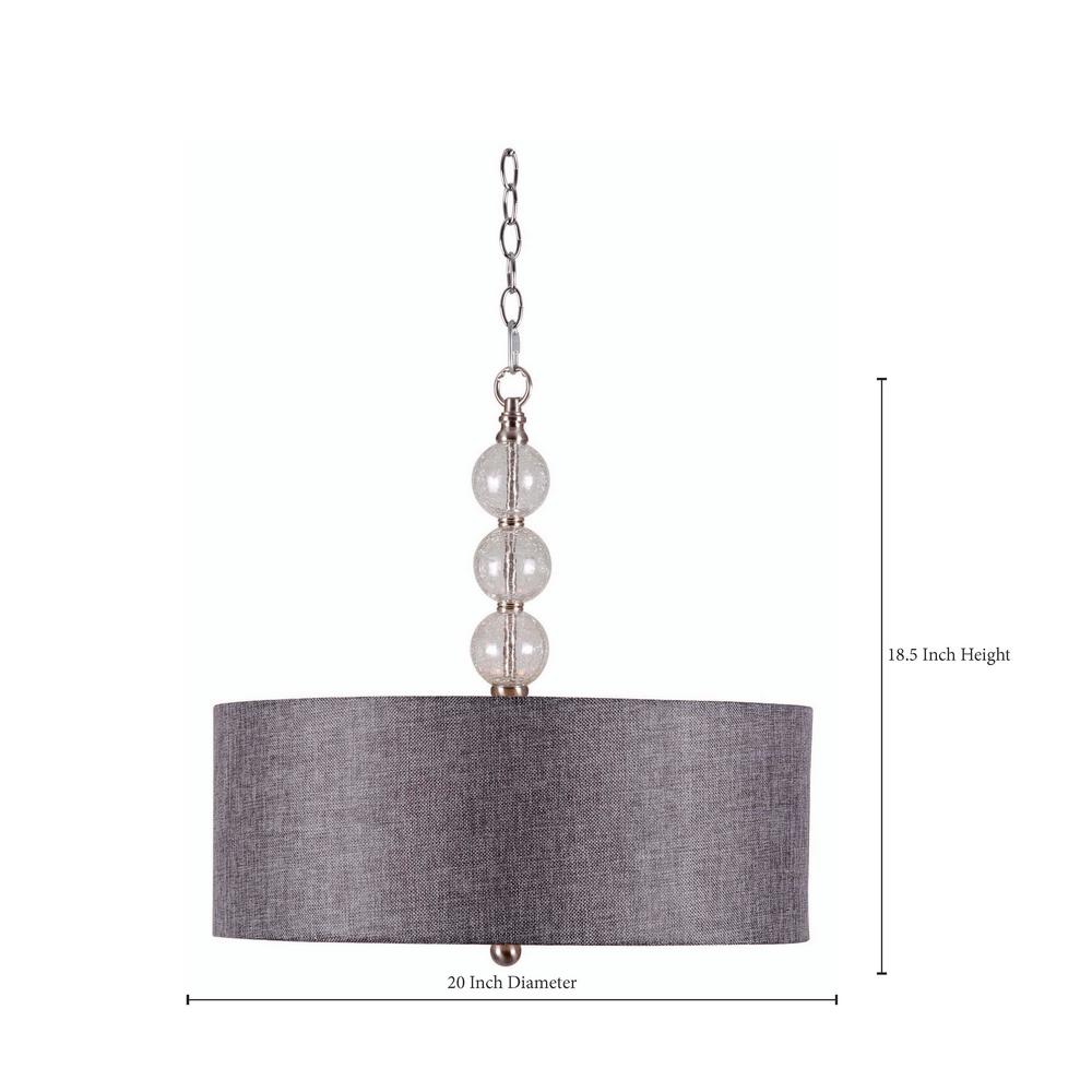 Kenroy Home Maya 3 Light Brushed Steel With Clear Crackle Glass Ball Pendant bs The Home Depot