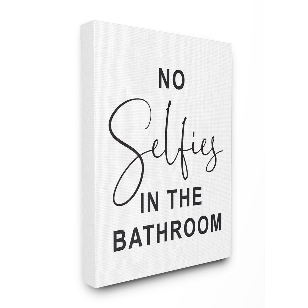 Stupell Industries 24 In X 30 In No Selfies Bathroom Black And