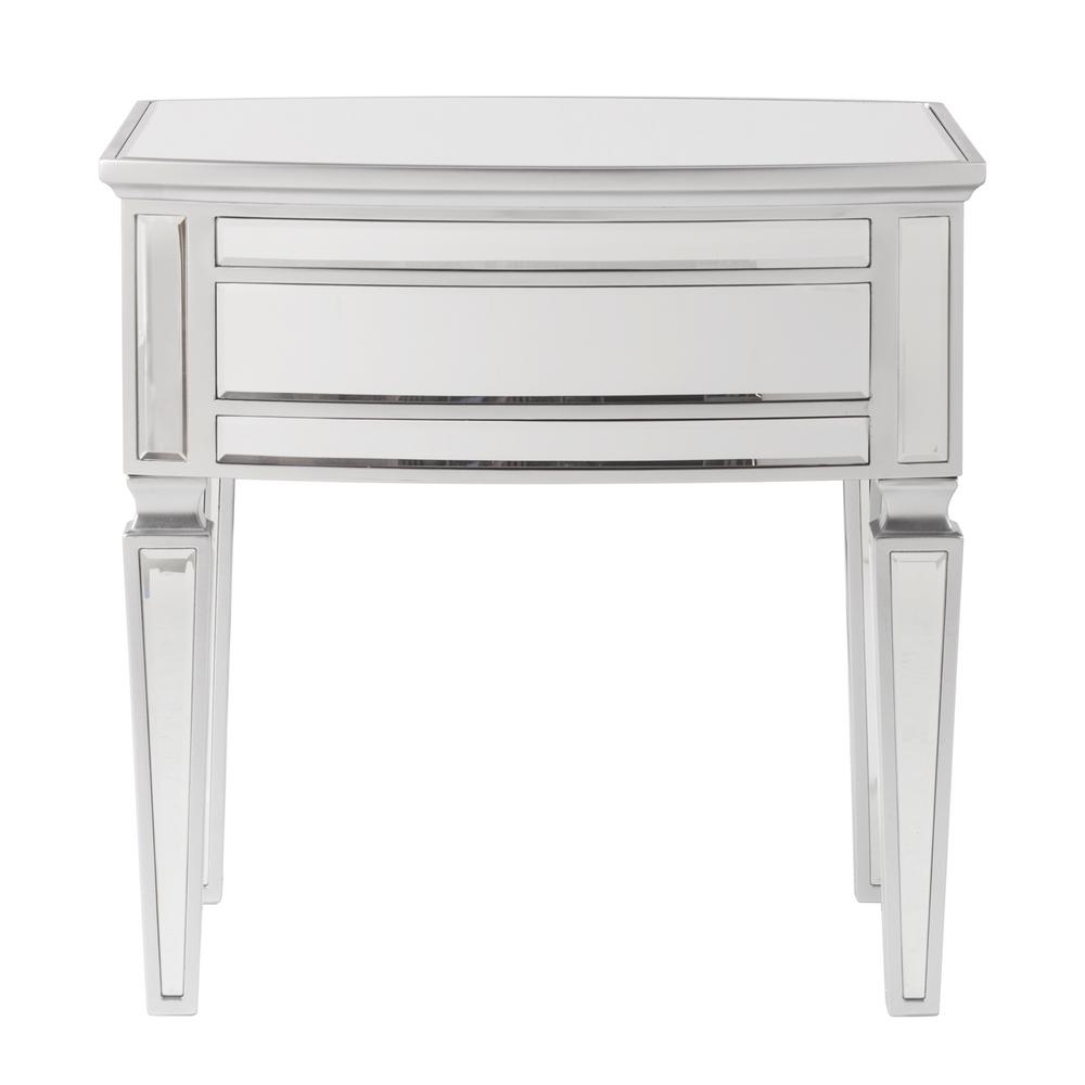 Southern Enterprises Chandler Silver Glam Mirrored End Table