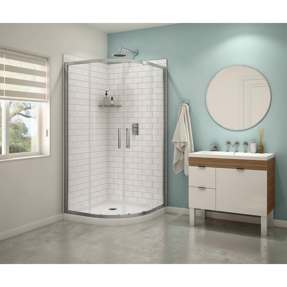 Maax Sakura 38 In X 71 5 In Semi Frameless Shower Door In Clear Chrome With 38 In X 38 In Base In White