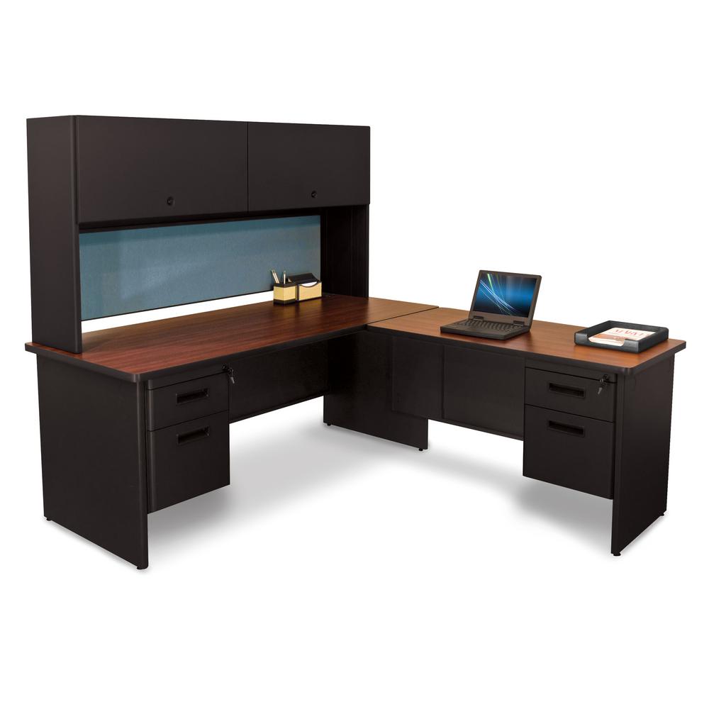 72 In W X 78 D Black Gany And Slate Desk With Return D Black Gany And Slate Desk With