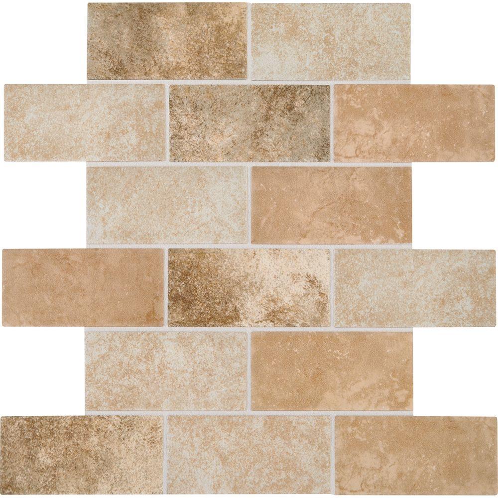 Daltile Grand Cayman Oyster Blend 12 In X 12 In X 8 Mm Ceramic Brick Joint Mosaic Floor And Wall Tile 0 833 Sq Ft Piece