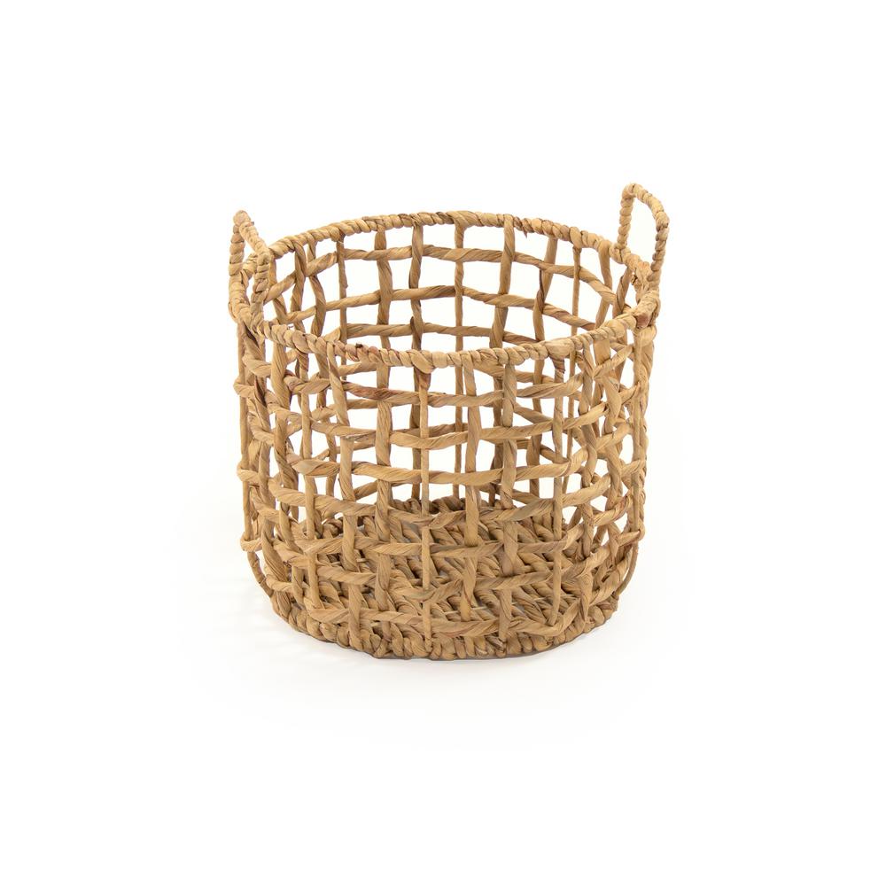 Zentique Round Handmade Sparsed Wicker Water Hyacinth Small Basket with