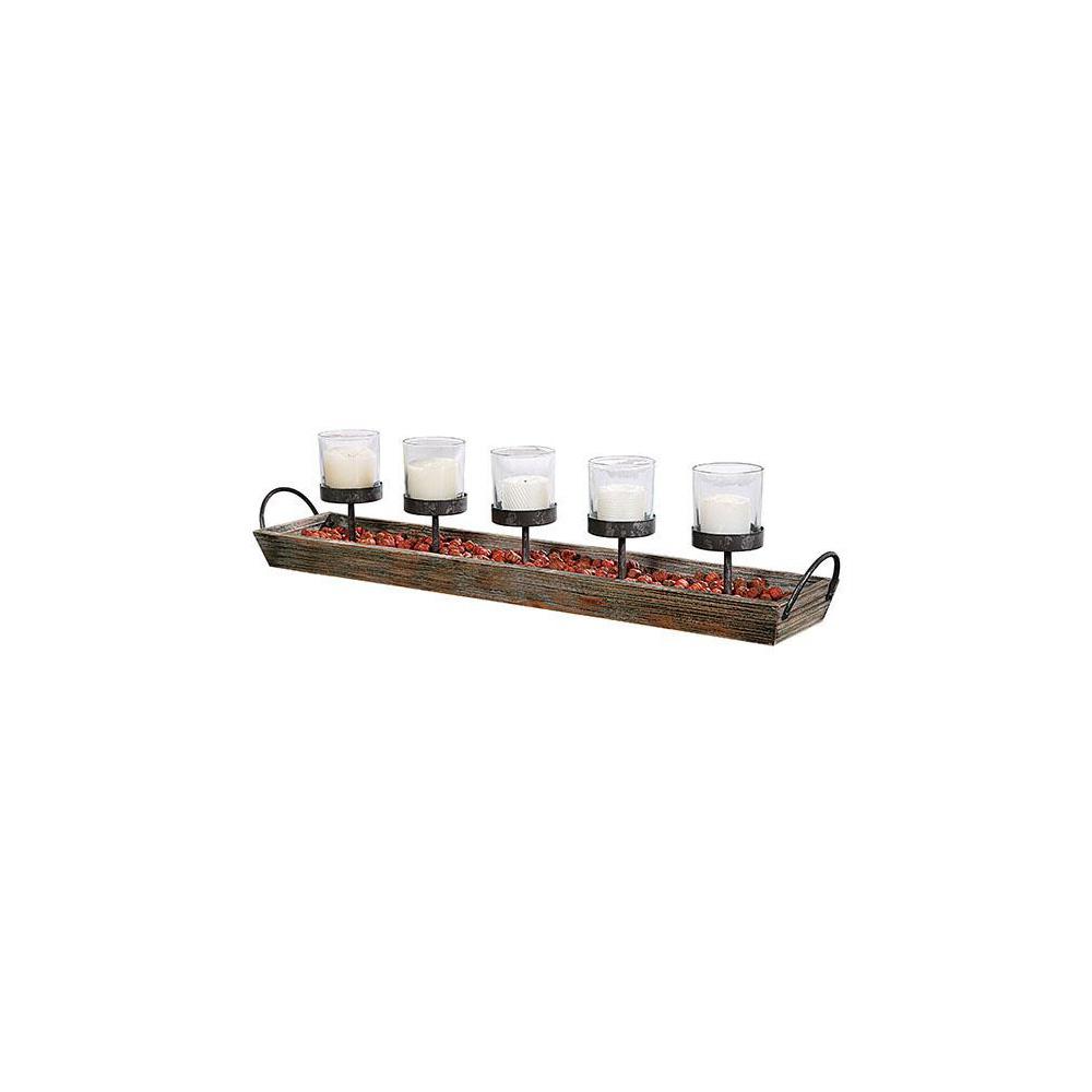 Home Decorators Collection Trenton Brown Wood 5Votive Candle Holder