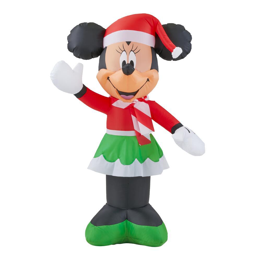 Disney 3 5 Ft Inflatable Minnie Mouse In Holiday Outfit The Home Depot