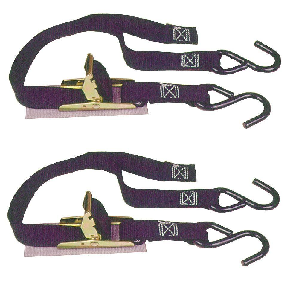 Black Marine Transom Tie Down Vinyl Coated Hooks Boat Strap 2 Pack 41in