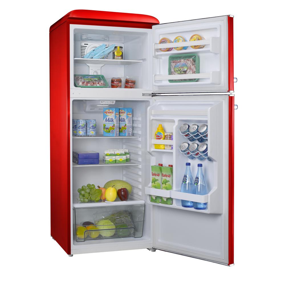 Galanz 10 0 Cu Ft Retro Top Freezer Refrigerator With Dual Door True Freezer Frost Free In Red Glr10trdefr The Home Depot