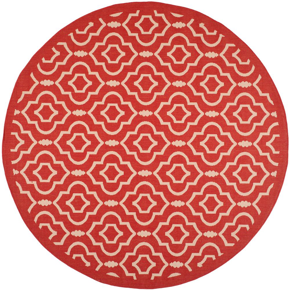 Safavieh Courtyard Red/Bone 8 ft. x 8 ft. Indoor/Outdoor Round Area Rug