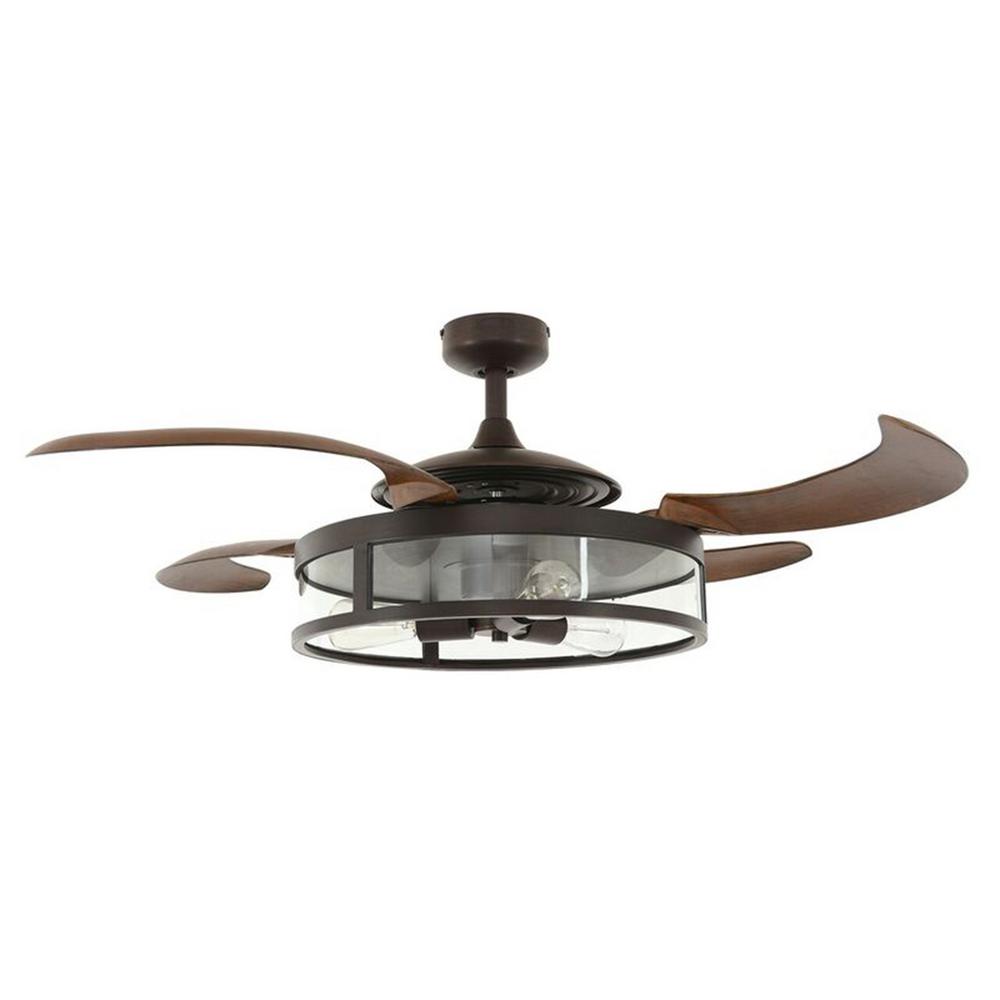 Classic Oil Rubbed Bronze And Dark Koa Retractable 4 Blade 48 In 3 Light Ac Ceiling Fan