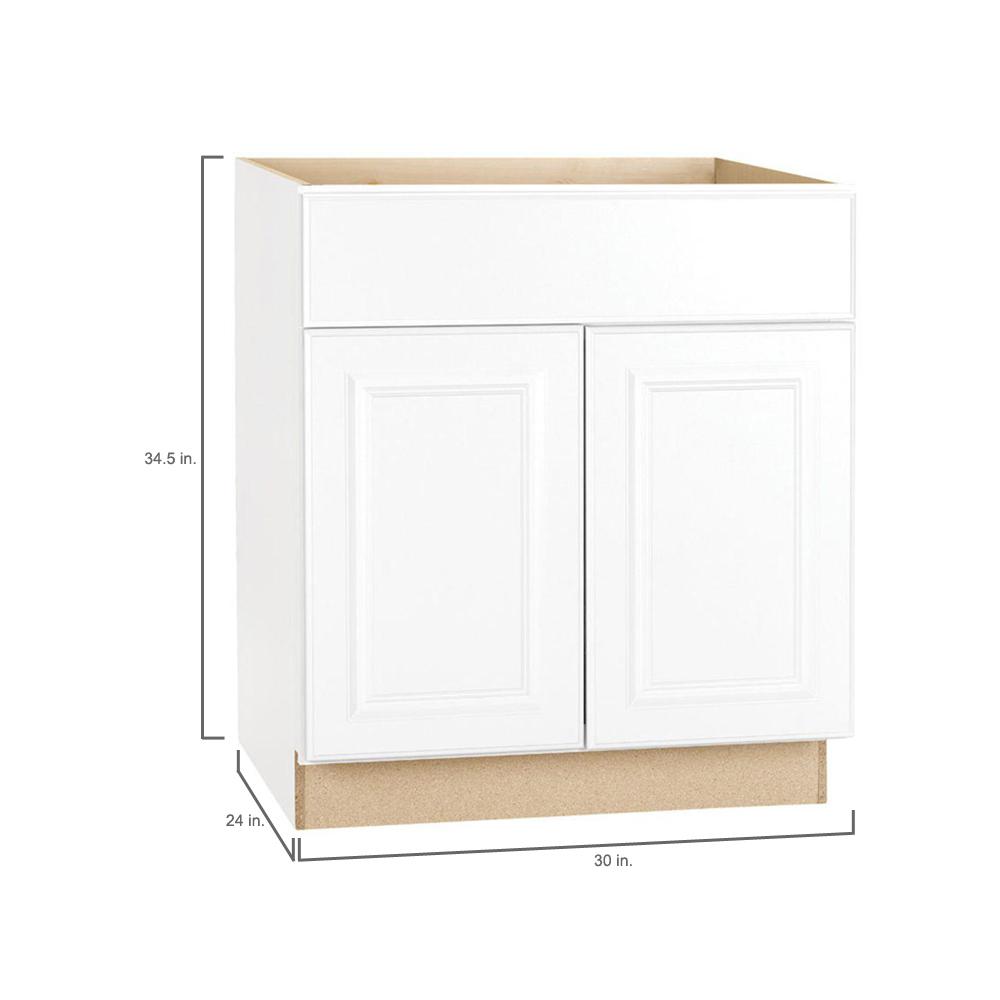 Hampton Bay Hampton Assembled 30 In X 34 5 In X 24 In Base Kitchen Cabinet With Ball Bearing Drawer Glides In Satin White Kb30 Sw The Home Depot