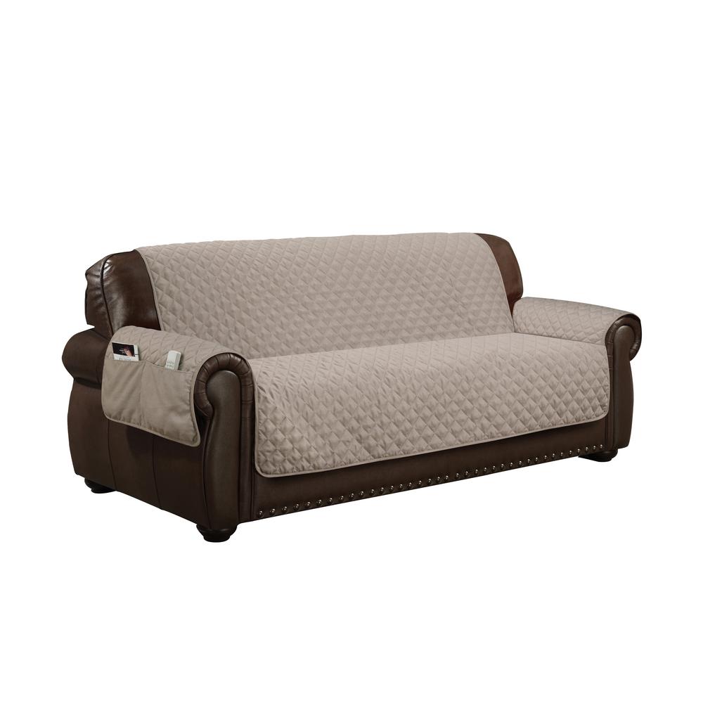 Quickfit Wallace Water Resistant Taupe Fit Polyester Sofa Slip Quickfit Wallace Water Resistant Taupe