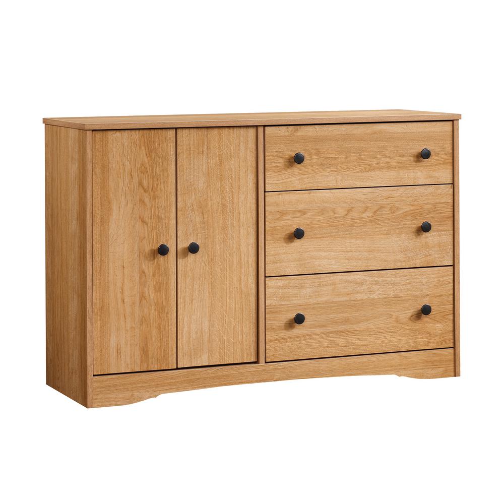 Sauder Beginnings 2 Door 3 Drawer Highland Oak Dresser 422802 The Sauder Beginnings 2 Door 3 Drawer Highland Oak Dresser