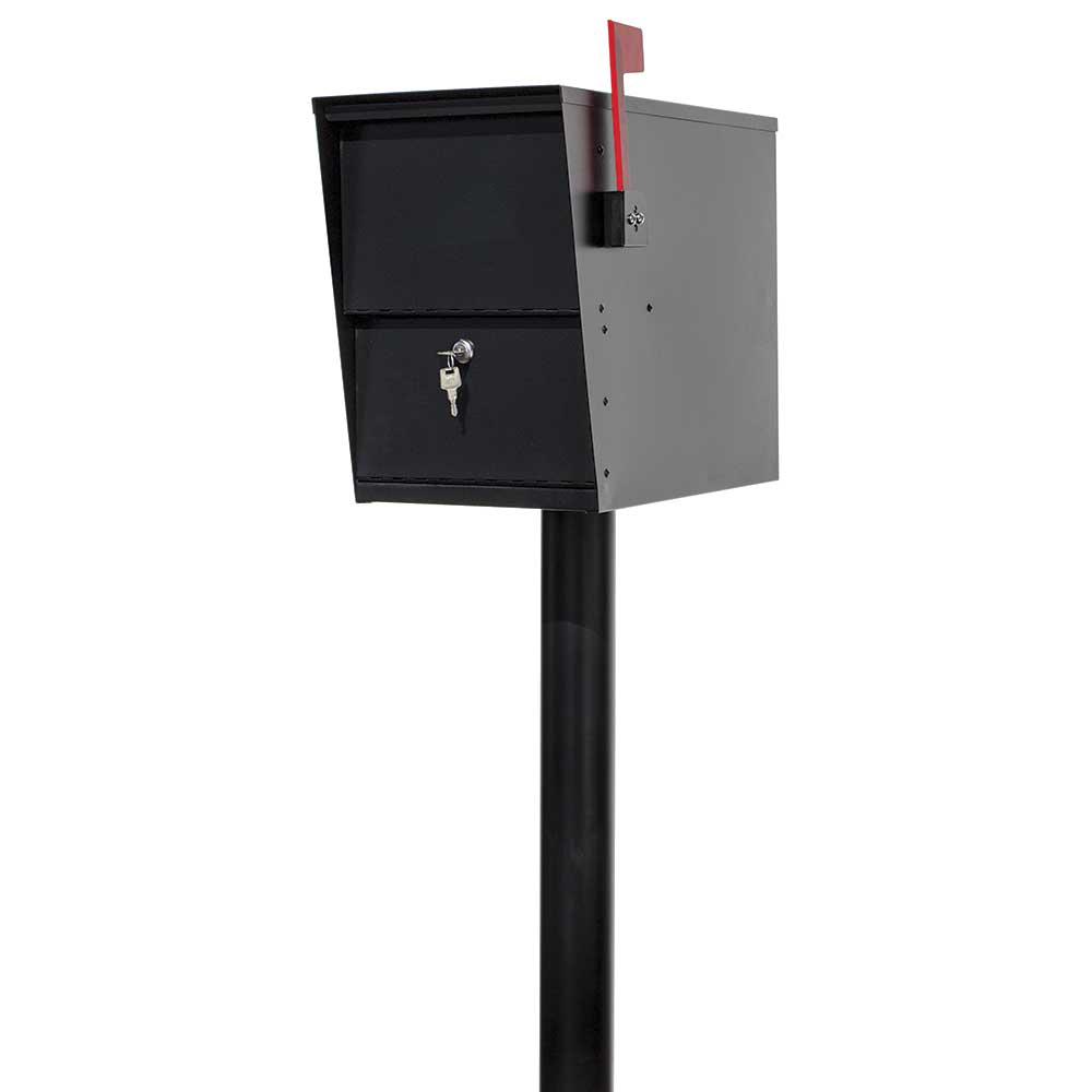 LetterSentry Black Post Mount Locking Mail and Small Parcel BoxLSLM