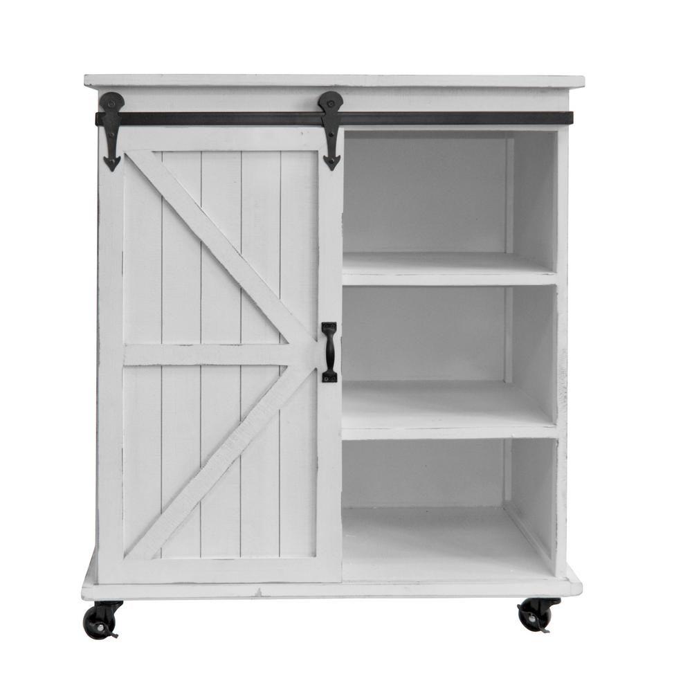 Os Home And Office Furniture Distressed Antique White Sliding Barn