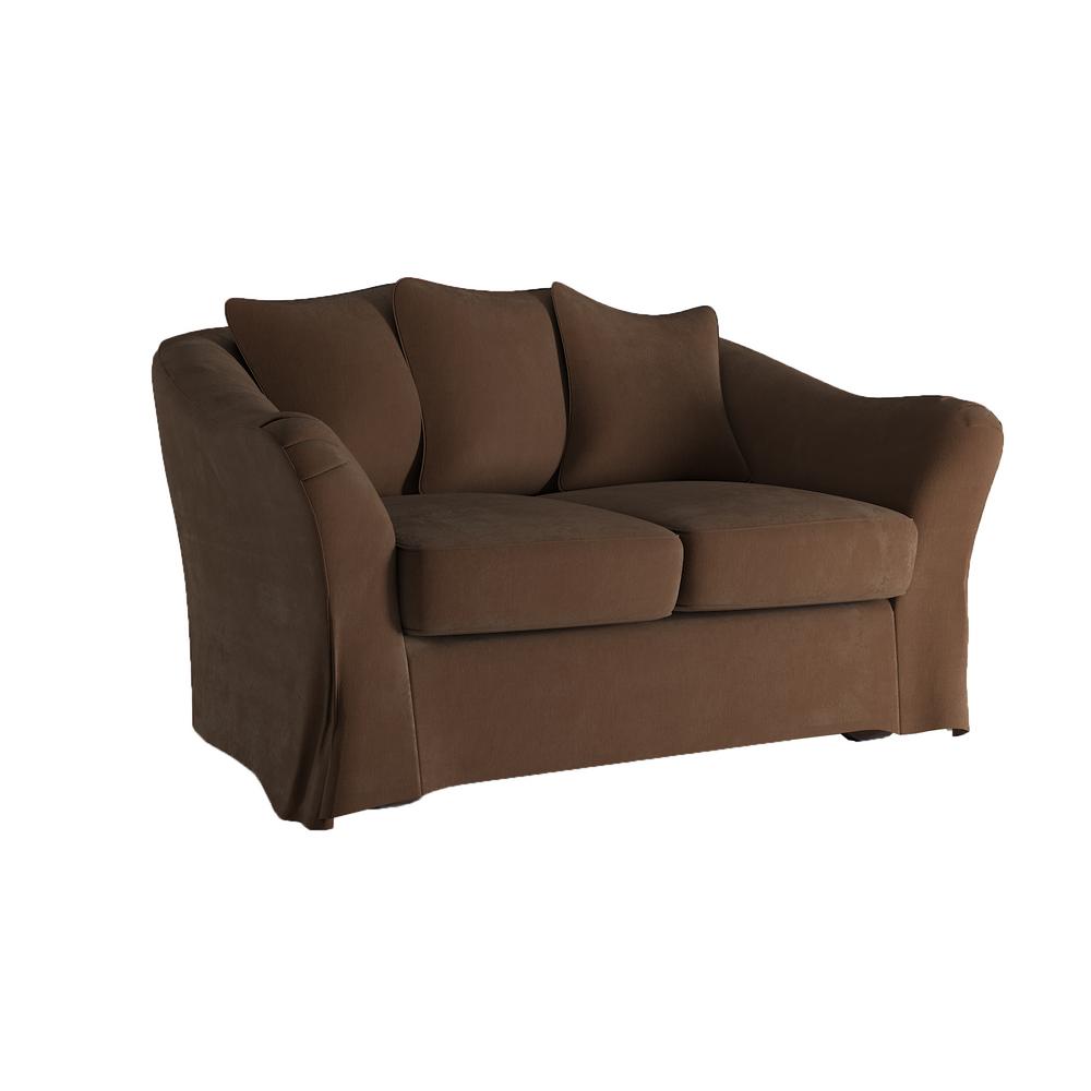 Homesullivan Sydney 1 Piece Brown Down Filled Slipcovered Loveseat Homesullivan Sydney 1 Piece Brown Down Filled Slipcovered Loveseat