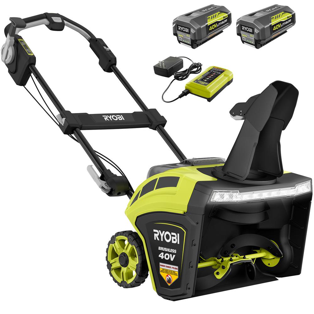 RYOBI 21 in. 40Volt Brushless Cordless Electric Snow Blower with Two 5