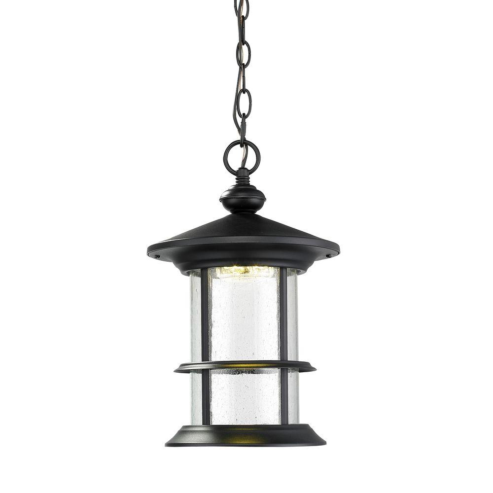 Filament Design Burnim 1 Light Black Led Outdoor Hanging Lantern Filament Design Burnim 1 Light Black Led Outdoor Hanging Lantern With Clear Seedy Glass