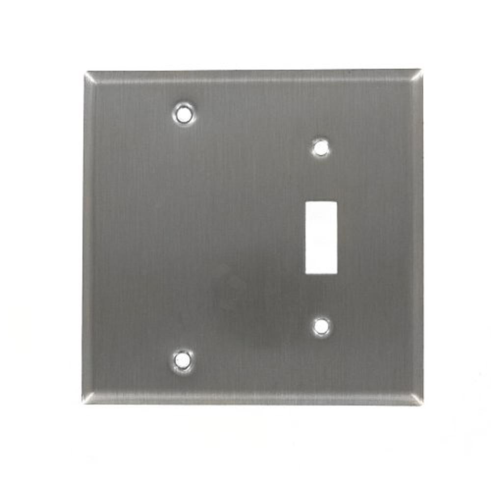 Leviton 2 Gang 1 Toggle 1 No Device Blank Standard Size Combination Stainless Steel Wall Plate