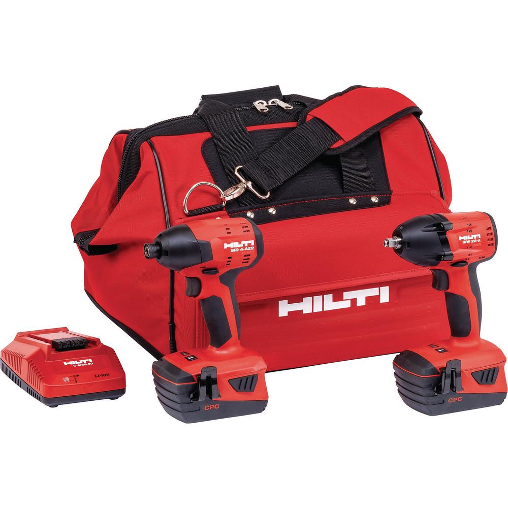 Hilti Cordless Impact Drill Driver Impact Wrench 2 Power Tool Set Combo