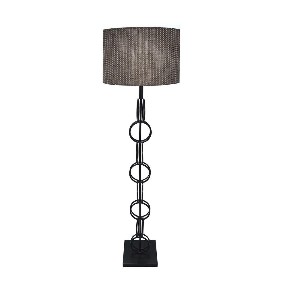 61 In Bronze Metal Ring Floor Lamp With Natural Fibers Hardback Bronze Metal Ring Floor Lamp With Natural Fibers Hardback Shade