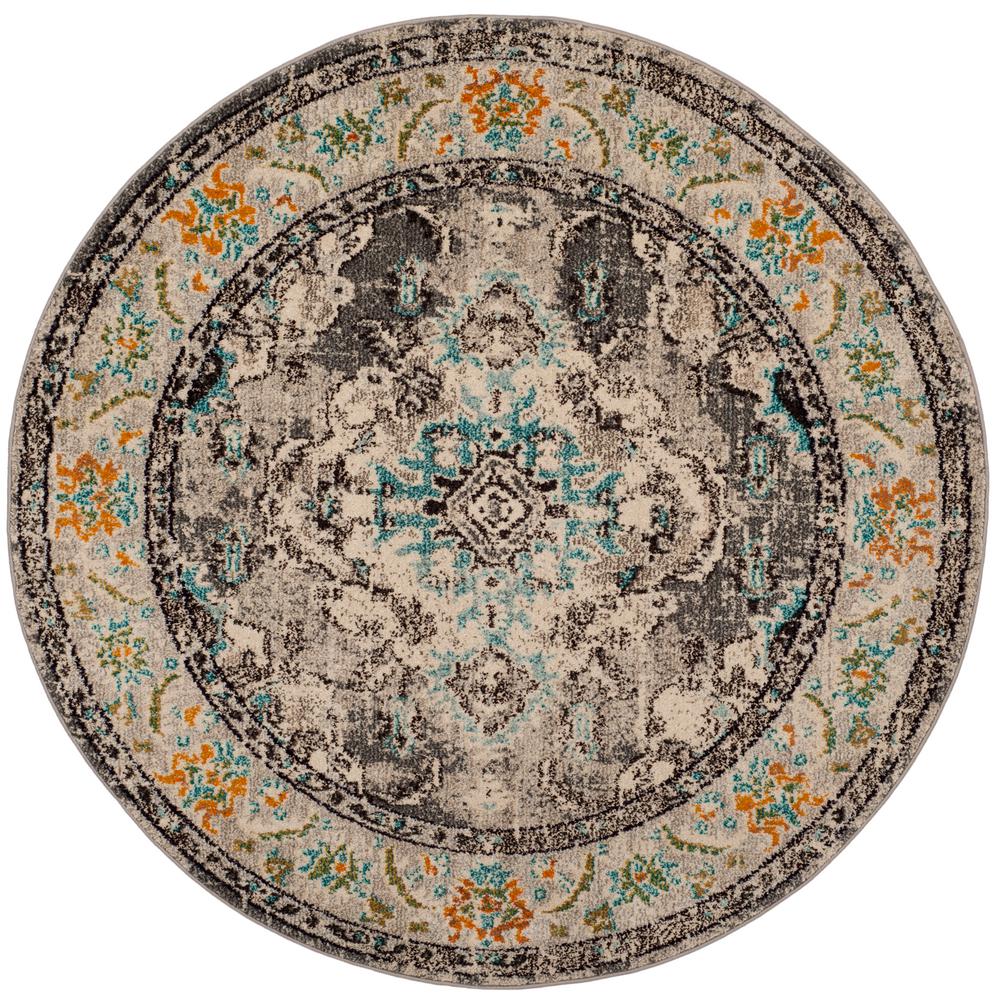 Safavieh Monaco Gray/Light Blue 7 ft. x 7 ft. Round Area RugMNC243G7R