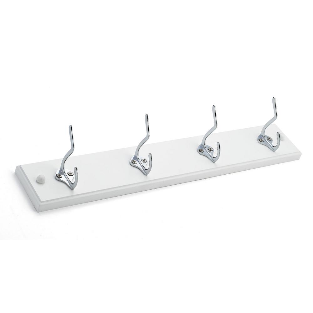 Richelieu Hardware 18 In Nystrom Hook Rack White Board With 4 Nystrom Hook Rack White Board With 4 Chrome Hooks