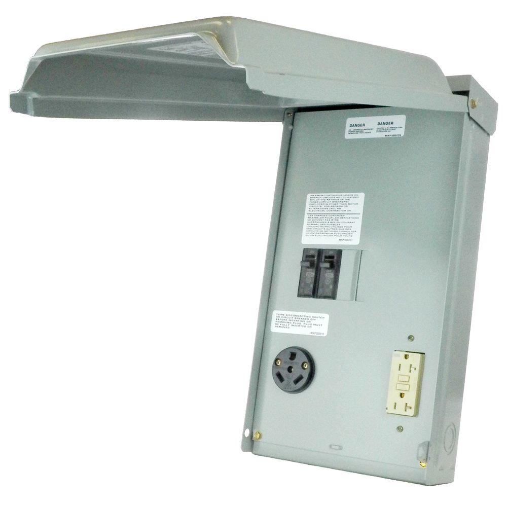 Ge Rv Panel With 30 Amp Rv Receptacle And Amp Gfci Receptacle Ge1lu032ss The Home Depot