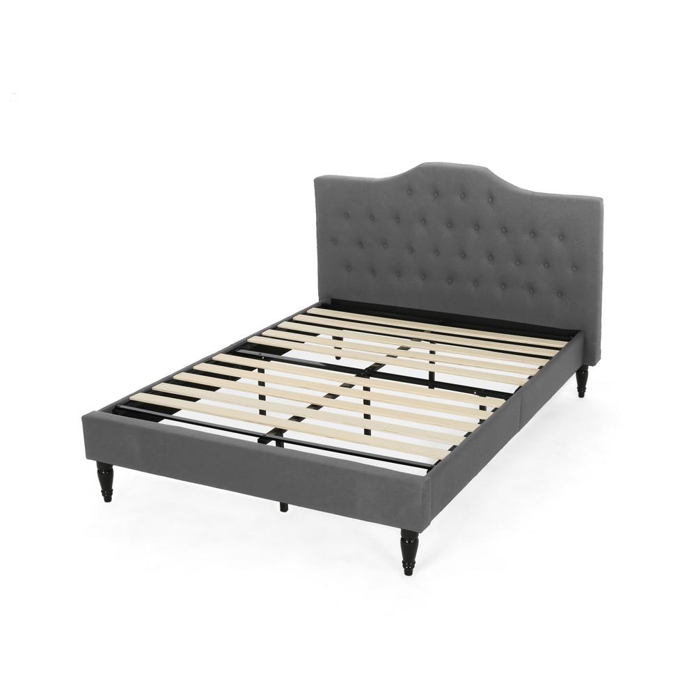 Noble House Elinor Black and Dark Brown Queen Bed Frame 55347 The