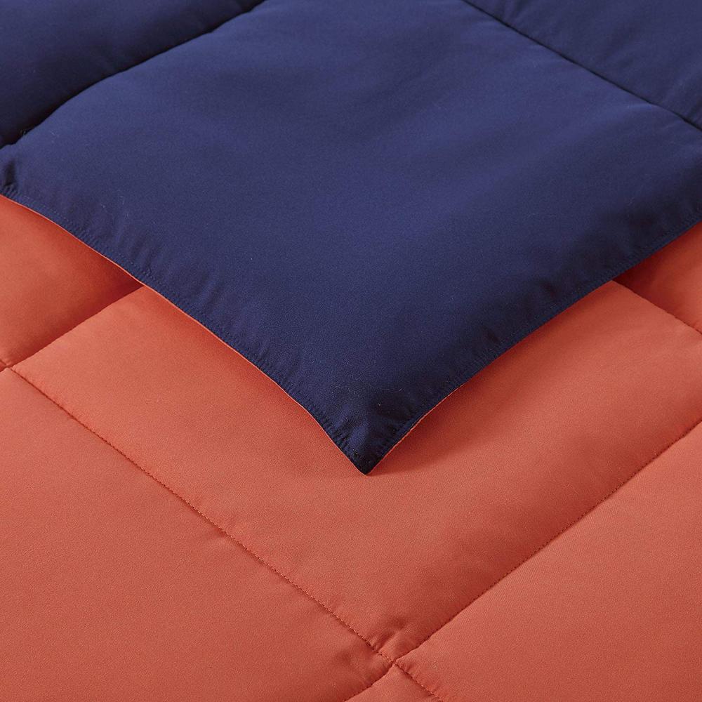 Everyday 3 Piece Orange And Navy Full Queen Comforter Set