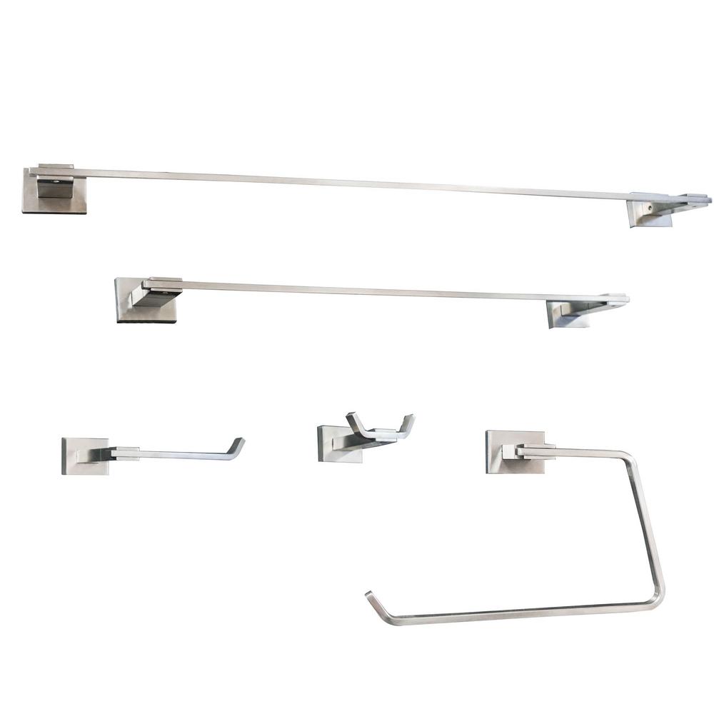 BOANN Avalon Series 5-Piece Bath Accessory Set in Stainless Steel by BOANN