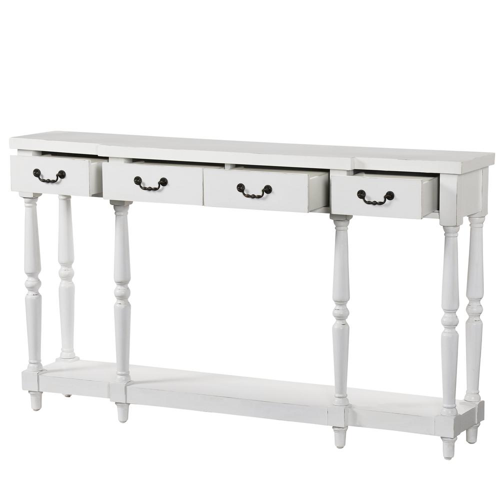 Mitchell Rubbed White Storage Console Table 1506110410 The Home