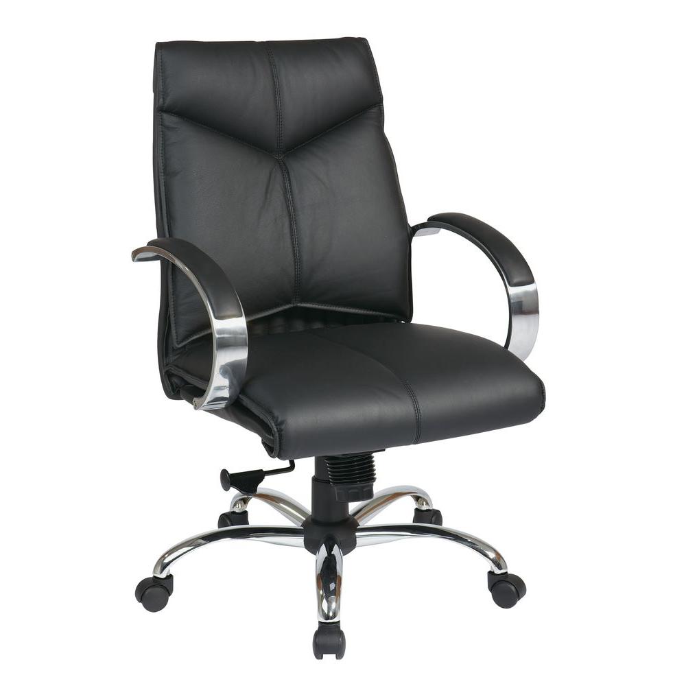 Black Leather Mid Back Executive Office Chair