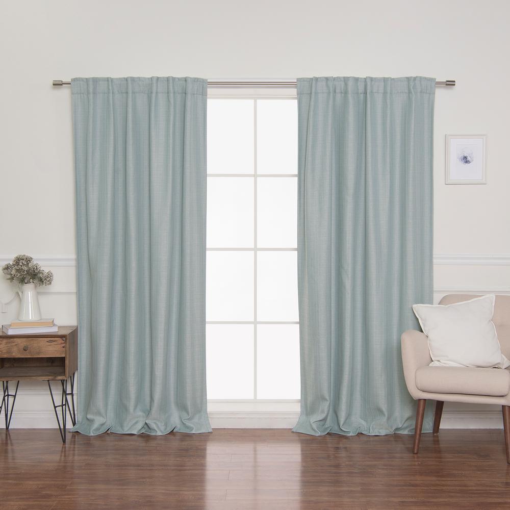 Best Home Fashion 84" Mint Green Woven Faux Linen Back Tab Curtains