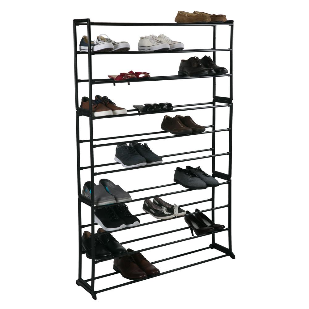 Simplify 36 2 In X 8 9 In X 56 3 In 50 Pair Shoe Organizer Rack 23204 Black The Home Depot