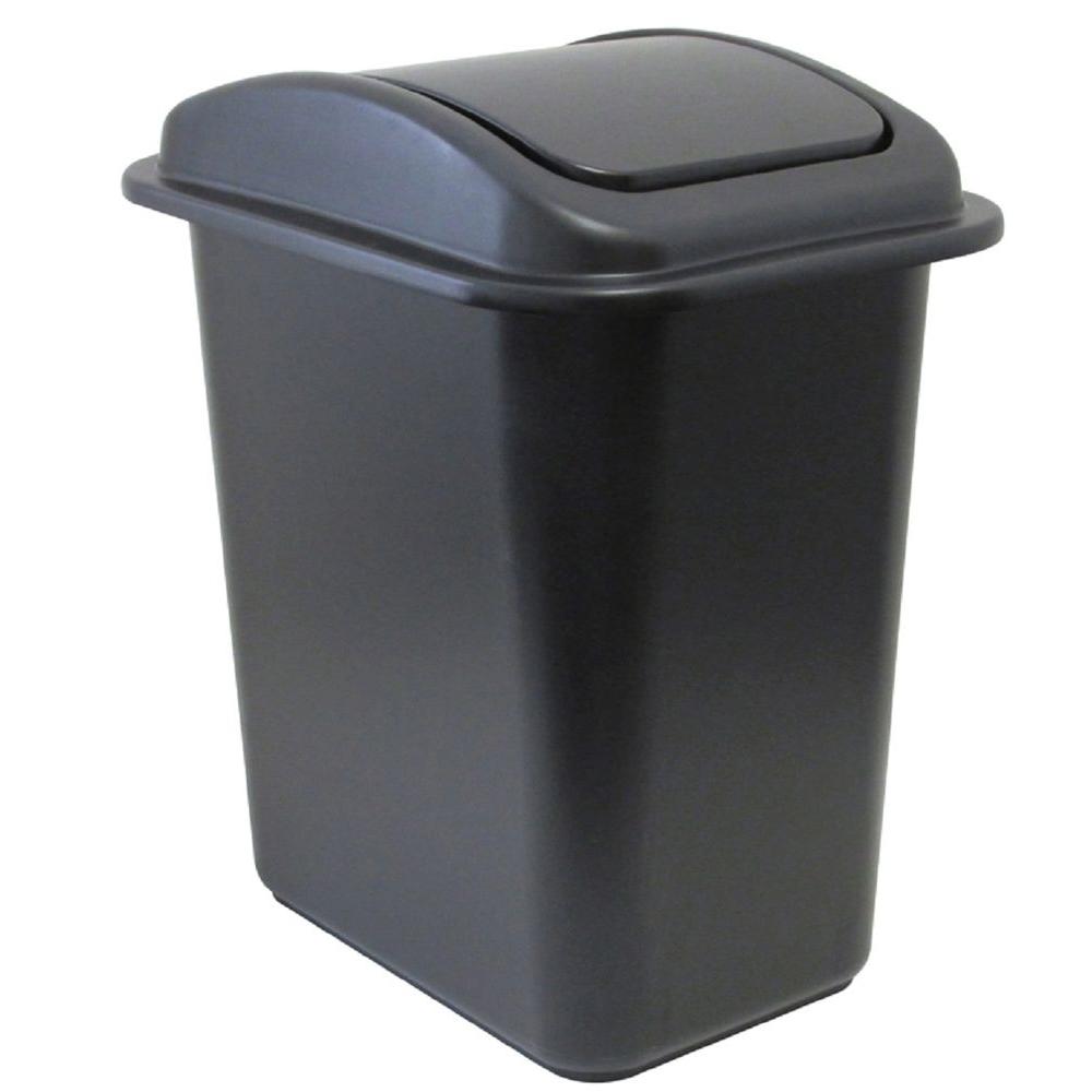 Rubbermaid 8 Gal. Black Rectangular Trash Can with LinerLock1835854