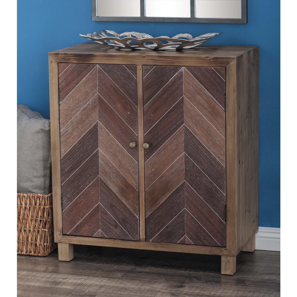 Chevron-Patterned Wooden Brass Cabinet-98151 - The Home Depot