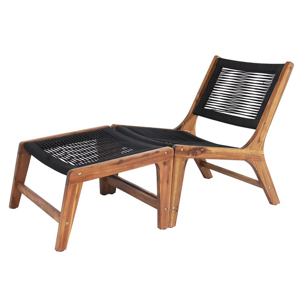 MADE 4 HOME Camona Armless Wood Outdoor Lounge Chair in BlackM4H