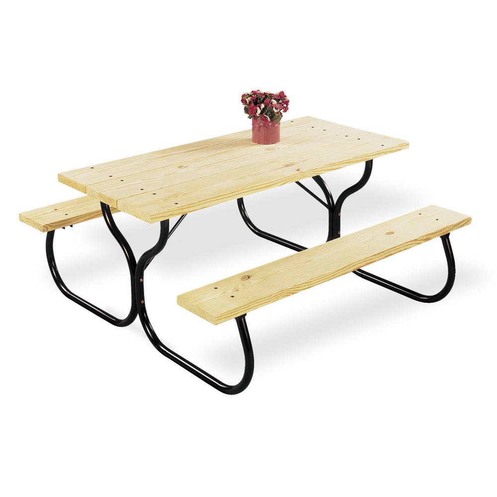 JACKPOST Black Rectangular Metal Outdoor Picnic Table Frame600045