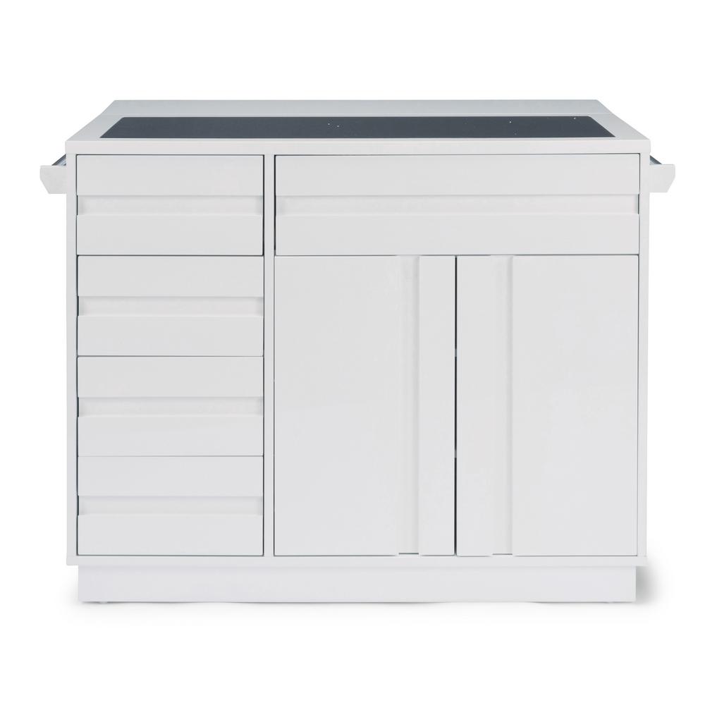 Home Styles Linear White Kitchen Island And 2 Bar Stools