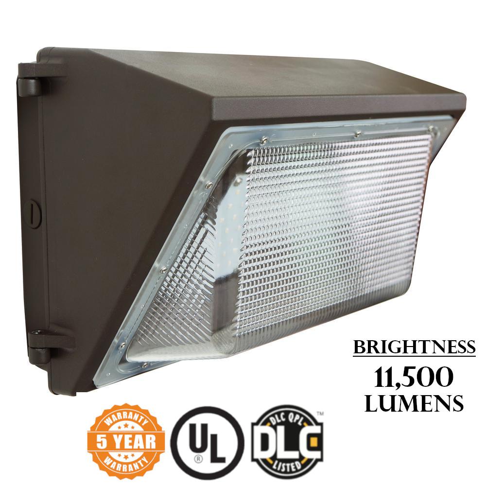 Wall Packs Commercial Lighting The Home Depot Wall Pack Light 100 Watt Integrated Led Bronze Outdoor Industrial Grade